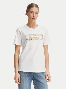 MICHAEL Michael Kors T-Shirt MS651SC97J Biały Regular Fit. Białe t-shirty MICHAEL Michael Kors, l, bez wzorów, z bawełny, bez kołnierzyka, bez ramiączek. Za 287,99 zł.