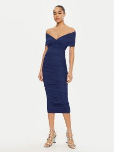 Bardot Sukienka koktajlowa 59756DB Niebieski Slim Fit. Niebieskie kombinezony Bardot, bez wzorów, z syntetyku, wizytowe, bez kołnierzyka, bez ramiączek. Za 299,99 zł.