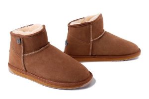 EMU AUSTRALIA WP11875 Platinum Slim Darling chestnut, botki damskie. Brązowe botki EMU Australia, na zimę, bez wzorów, ze skóry, bez obcasa, bez zapięcia. Za 594,91 zł.