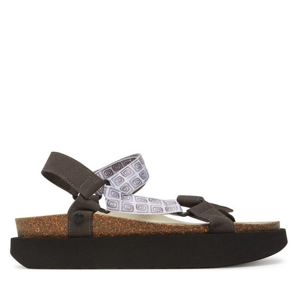 Sandały Genuins. Czarne sandały Genuins, bez wzorów, bez obcasa, na płaskiej podeszwie, bez zapięcia. Za 419,99 zł.