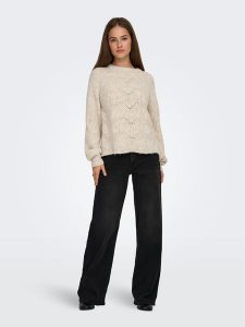 ONLY Sweter w kolorze beżowym rozmiar: L. Brązowe swetry oversize ONLY, l, bez wzorów, ze splotem, bez ramiączek. Za 157,35 zł.