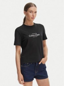 Calvin Klein Jeans T-Shirt NYC Logo LV047F810G Czarny Classic Fit. Czarne t-shirty Calvin Klein Jeans, s, bez wzorów, z bawełny, bez kołnierzyka, bez ramiączek. Za 169,99 zł.