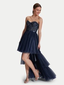 Hey Kyla Sukienka wieczorowa 5AI073HK Granatowy Regular Fit. Niebieskie sukienki Hey Kyla, bez wzorów, z syntetyku, wizytowe, bez kołnierzyka, bez ramiączek. Za 609,99 zł.