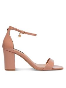 Nine West Sandały WFA2647-1 Różowy. Czerwone sandały Nine West, bez wzorów, ze skóry, bez obcasa, na słupku, bez zapięcia. Za 137,99 zł.