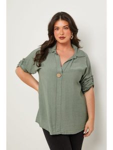 Curvy Lady Bluzka w kolorze khaki rozmiar: 44/46. Brązowe bluzki Curvy Lady, bez wzorów, klasyczne, bez kołnierzyka, bez ramiączek. Za 144,92 zł.