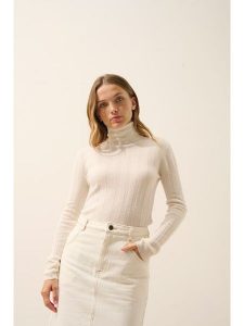 Just Cashmere Kaszmirowy golf "Serelith" w kolorze kremowym rozmiar: S. Brązowe golfy Just Cashmere, bez wzorów, z kaszmiru. Za 238,29 zł.
