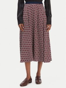 Tommy Hilfiger Spódnica trapezowa WW0WW49373 Bordowy Regular Fit. Czerwone spódnice TOMMY HILFIGER, bez wzorów, z wiskozy. Za 459,99 zł.