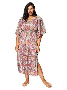 Aller Simplement Sukienka w kolorze turkusowo-różowym rozmiar: 54-58. Różowe sukienki Aller Simplement, bez wzorów, klasyczne, bez kołnierzyka, bez ramiączek, maxi. Za 65,99 zł.