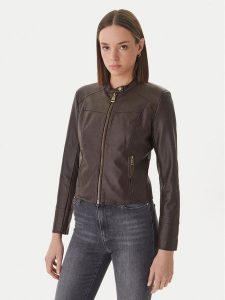 Guess Kurtka z imitacji skóry W6GL09 W1834 Brązowy Regular Fit. Brązowe kurtki Guess, m, z aplikacjami, ze skóry, bez kaptura. Za 438,99 zł.