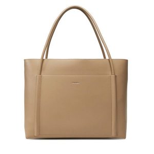 Torebka Calvin Klein. Brązowe shopper bag Calvin Klein, bez wzorów, bez dodatków. Za 409,99 zł.