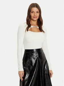 ONLY Bluzka 15337499 Biały Slim Fit. Białe bluzki ONLY, xl, bez wzorów, z syntetyku, bez kołnierzyka, bez ramiączek. Za 89,99 zł.