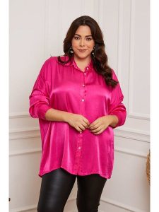 Plus Size Company Bluzka "Jessie" w kolorze fuksjowym rozmiar: 38. Różowe bluzki Plus Size Company, plus size, bez wzorów, z wiskozy, klasyczne, bez kołnierzyka, plus size, bez ramiączek. Za 92,21 zł.