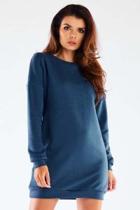 Krótka Bawełniana Sukienka z Wycięciem - Niebieska. Niebieskie sukienki Infinite You, l, bez wzorów, z bawełny, bez kołnierzyka, bez ramiączek, mini. Za 209,90 zł.