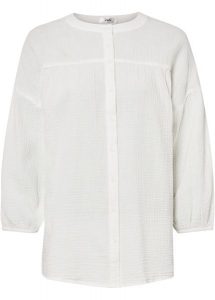 Bluzka oversize z muślinu. Czarne bluzki bonprix, bez wzorów, z bawełny, bez kołnierzyka, bez ramiączek. Za 109,99 zł.
