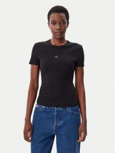 Calvin Klein Jeans T-Shirt J20J225245 Czarny Slim Fit. Czarne t-shirty Calvin Klein Jeans, xl, bez wzorów, z bawełny, bez kołnierzyka, bez ramiączek. Za 109,99 zł.