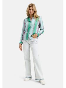 Milano Italy Koszula w kolorze błękitno-zielonym rozmiar: 40. Niebieskie koszule Milano Italy, bez wzorów, z wiskozy, bez kołnierzyka, bez ramiączek. Za 173,99 zł.