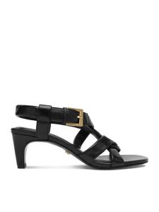 GINO ROSSI Sandały EO-124943 Czarny. Czarne sandały Gino Rossi, bez wzorów, ze skóry, bez obcasa, na słupku, bez zapięcia. Za 329,99 zł.