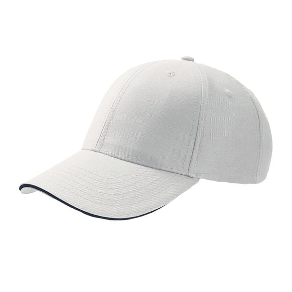 6panelowa Czapka Baseballowa Sport Sandwich. Białe czapki ATLANTIS, bez wzorów, sportowe. Za 42,99 zł.