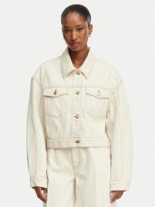 HUGO Kurtka jeansowa Gisolia 50559618 Écru Relaxed Fit. Białe kurtki Hugo, xl, bez wzorów, z bawełny, bez kaptura. Za 530,99 zł.