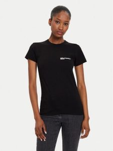 Karl Lagerfeld Jeans T-Shirt 241J1700 Czarny Slim Fit. Czarne t-shirty Karl Lagerfeld Jeans, s, bez wzorów, z bawełny, bez kołnierzyka, bez ramiączek. Za 129,99 zł.