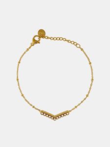 MOODE Bransoletka "Sandra" rozmiar: onesize. Białe bransoletki MOODE, z perłą, ze stali. Za 39,99 zł.