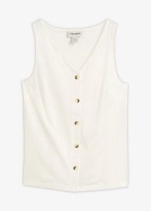 Top z przędzy mieszankowej z bawełny organicznej. Zielone topy bonprix, bez wzorów, z bawełny, bez kołnierzyka, bez ramiączek. Za 59,99 zł.