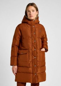 LEE DAMSKA KURTKA LONG PUFFER JACKET CLOVE 112355178 LI54016312. Brązowe kurtki Lee, na zimę, l, bez wzorów, z poliesteru, bez kaptura. W wyprzedaży za 249,99 zł.