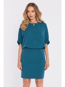 Made of emotion Sukienka w kolorze niebieskim rozmiar: XXL. Niebieskie sukienki Made Of Emotion, xxl, bez wzorów, bez kołnierzyka, bez ramiączek, mini. Za 254,99 zł.