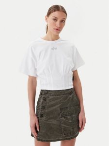 Alpha Industries T-Shirt Waisted 148070 Biały Regular Fit. Białe t-shirty Alpha Industries, xl, bez wzorów, z bawełny, bez kołnierzyka, bez ramiączek. Za 139,99 zł.