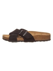 Birkenstock Skórzane klapki "Siena" w kolorze czarnym rozmiar: 39. Czarne klapki Birkenstock, bez wzorów, z otwartym noskiem, bez obcasa. Za 274,75 zł.