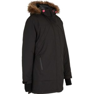 Kurtka parka funkcjonalna, nieprzemakalna. Czarne kurtki bonprix, s, bez wzorów, z polaru, z kapturem. Za 399,99 zł.