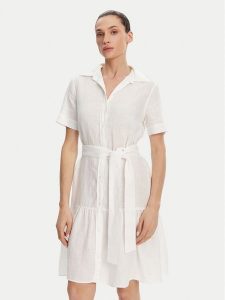 Gant Sukienka koszulowa 4503434 Biały Regular Fit. Białe sukienki GANT, bez wzorów, ze lnu, bez kołnierzyka, bez ramiączek, koszulowe. Za 539,99 zł.