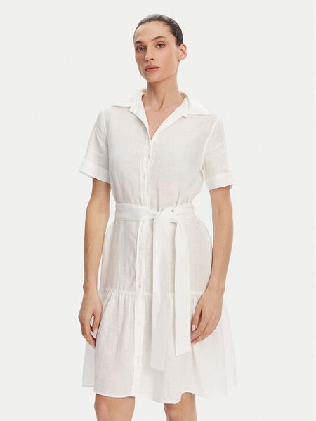 Gant Sukienka koszulowa 4503434 Biały Regular Fit. Białe kombinezony GANT, bez wzorów, ze lnu, bez kołnierzyka, bez ramiączek. Za 489,99 zł.