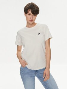 Wrangler T-Shirt 112350191 Écru Regular Fit. T-shirty Wrangler, xs, bez wzorów, z bawełny, bez kołnierzyka, bez ramiączek. Za 79,99 zł.