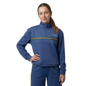 Damska bluza tenisowa ze stójką Siroko Tiebreak-W Navy. Niebieskie bluzy SIROKO, bez wzorów, bez kaptura. Za 254,00 zł.