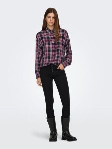 ONLY Koszula w kolorze fioletowo-czarnym rozmiar: XL. Czarne koszule ONLY, xl, bez wzorów, bez kołnierzyka, bez ramiączek. Za 109,26 zł.