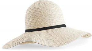 Damski kapelusz letni z szerokim rondem Beechfield Marbella. Białe kapelusze BEECHFIELD, bez wzorów, z poliesteru, eleganckie. Za 103,50 zł.