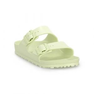 Klapki damskie Birkenstock Arizona Eva. Zielone klapki Birkenstock, bez wzorów, z materiału, bez obcasa. Za 367,00 zł.