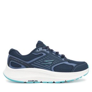 Buty do biegania Skechers. Niebieskie buty sportowe Skechers, bez wzorów, bez zapięcia, do biegania. Za 219,99 zł.