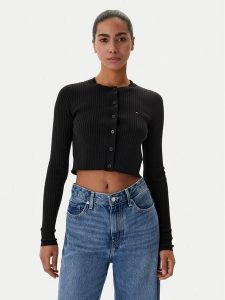 Tommy Jeans Kardigan DW0DW22023 Czarny Slim Fit. Czarne kardigany Tommy Jeans, z jeansu. Za 369,99 zł.