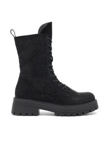 Jenny Fairy Trzewiki ADELE WS2296-06 Czarny. Czarne botki Jenny Fairy, bez wzorów, z materiału, bez obcasa, na płaskiej podeszwie, bez zapięcia. Za 179,99 zł.