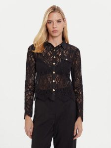 Morgan Bluzka 252-TLILA Czarny Slim Fit. Czarne bluzki Morgan, s, bez wzorów, z syntetyku, bez kołnierzyka, bez ramiączek. Za 249,99 zł.