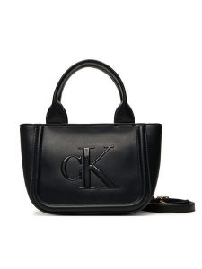 Calvin Klein Torebka Bold Ck Small Tote With Strap LV04F3219G Czarny. Czarne torebki klasyczne Calvin Klein, bez wzorów, ze skóry, bez dodatków. Za 319,99 zł.