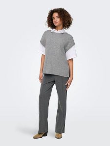 ONLY Bezrękawnik w kolorze szarym rozmiar: L. Szare swetry oversize ONLY, l, bez wzorów, ze splotem, bez ramiączek. Za 86,99 zł.