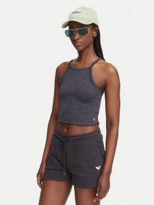 Roxy Top As I Am ERJKT04278 Szary ciemny Slim Fit. Szare topy Roxy, l, bez wzorów, z bawełny, bez kołnierzyka, bez ramiączek. Za 109,99 zł.