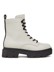 Guess Trzewiki Ramsay FL8RMY ELE10 Biały. Białe botki Guess, z aplikacjami, ze skóry, bez obcasa, na płaskiej podeszwie, bez zapięcia. Za 489,99 zł.