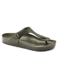 Japonki damskie Birkenstock Gizeh Eva. Brązowe klapki Birkenstock, bez wzorów, z materiału, bez obcasa. Za 299,00 zł.