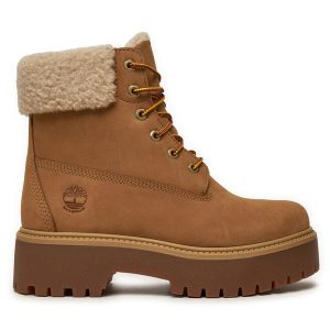 Trapery Timberland. Brązowe buty zimowe Timberland, bez obcasa, bez zapięcia. Za 889,99 zł.