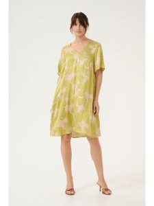 CULTURE Sukienka w kolorze beżowo-zielonym rozmiar: M. Brązowe sukienki Culture, na co dzień, m, bez wzorów, z wiskozy, klasyczne, bez kołnierzyka, bez ramiączek, midi, proste. Za 208,36 zł.