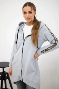 Bluza z suwakiem z tyłu szara. Szare bluzy KESI, l, bez wzorów, z bawełny, z kapturem. Za 198,65 zł.